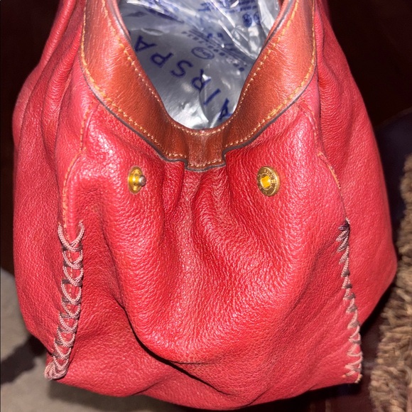 MCM Soft Leather Hobo Shoulder Bag Burgundy Brown Gold Logo - Picture 14 of 14